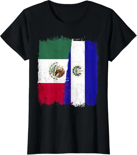 Miniatura 46 de Camiseta con la bandera mexicana de El Salvador con la mitad de la bandera mexicana de El Salvador