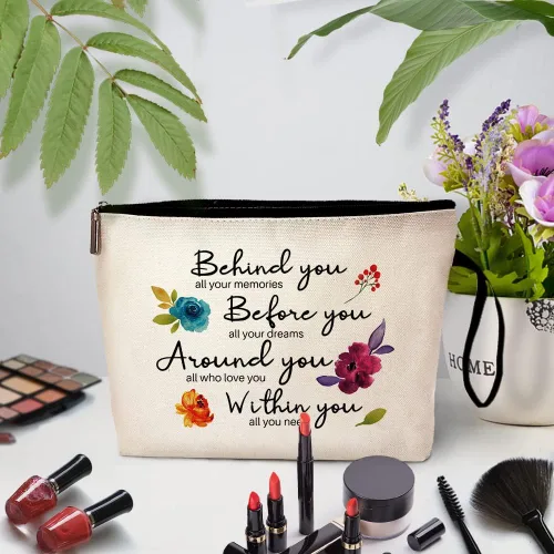 Miniatura 3 de Behind You All Your Memories - Divertida bolsa de cosméticos para artículos de aseo de viaje, bolsa de almacenamiento con cremallera, bolsa
