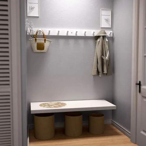 Miniatura 2 de SKOLOO - Perchero de pared de madera con 10 ganchos largos de bambú para colgar mochila, abrigo, toalla o sombrero, con 16 pulgadas de orificio a
