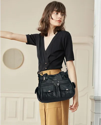 Miniatura 6 de KL928 - Bolsas grandes y bolsos de mano para mujeres con múltiples bolsillos, suaves, piel sintética y estilo hobo