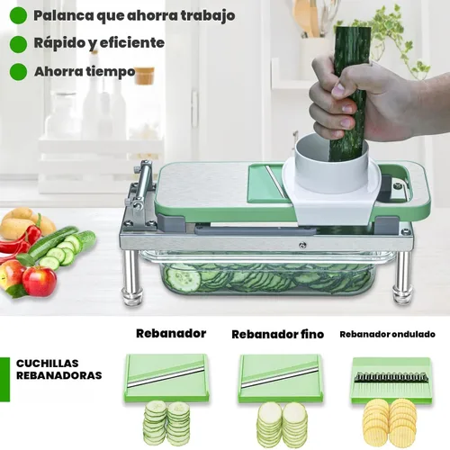 Miniatura 3 de Cortador de verduras, picador de verduras con 8 cuchillas, cortador de cebolla con recipiente, picador de alimentos todo en uno profesional