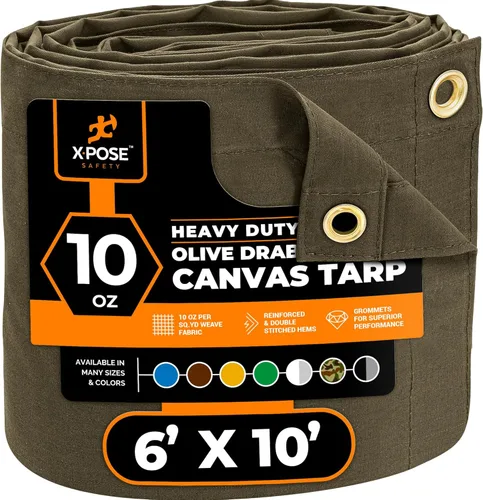 Miniatura 68 de Xpose Safety Lona de Lona - Lonas de Lona Verde de 10oz Resistentes al Agua con Ojales de Latón - Lona Multiusos para Exteriores para Campamento