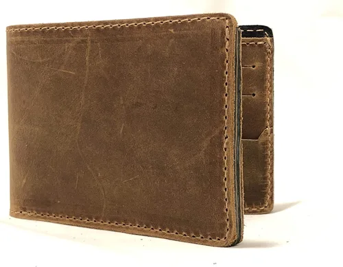 Miniatura 2 de Anthology Gear - Cartera minimalista de cuero de grano completo con soporte para púas de guitarra (tabaco)