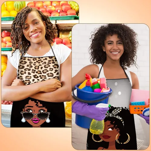 Miniatura 5 de Eurzom 3 delantales africanos para mujer, delantales impermeables afroamericanos, delantales de arte impreso, para mujeres negras, regalos del día
