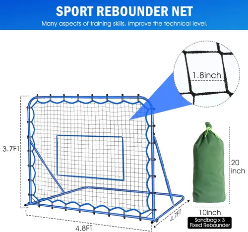 Miniatura 9 de Soccer Baseball Rebounder Net, Soccer Goal Net, Volleyball Softball Rebound Pitchback Net Quick-Switch Angle Training for Control, Passing Practice