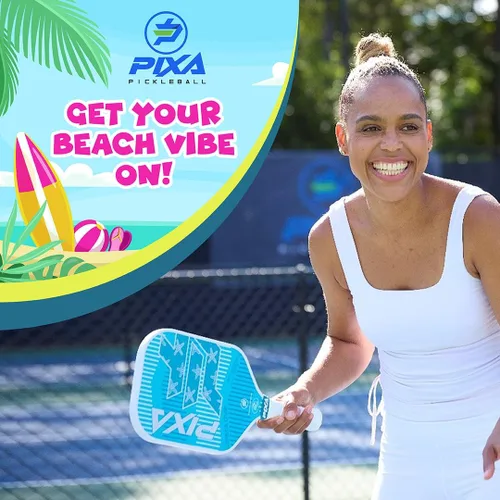 Miniatura 3 de PIXA Coastal Crush Pickleball Paddle, cara de carbono T-300, superficie de fricción, mango de 5.25 pulgadas, aprobado por USAPA