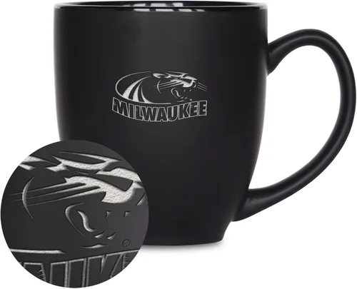 Miniatura 44 de Rico Industries - Taza de cerámica mate negra con grabado láser estándar de 15oz para NCAA (escuelas T & U) - Para bebidas calientes o frías