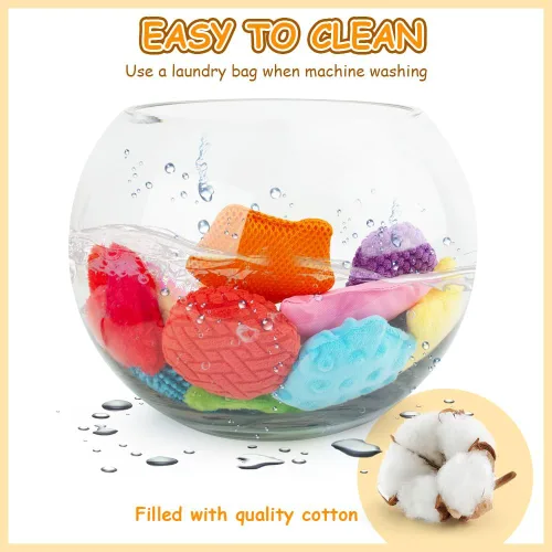 Miniatura 5 de Teytoy Puf sensorial con textura, 12 juguetes con forma de ansiedad con bolsa de almacenamiento, desarrolla motricidad fina y juego sensorial