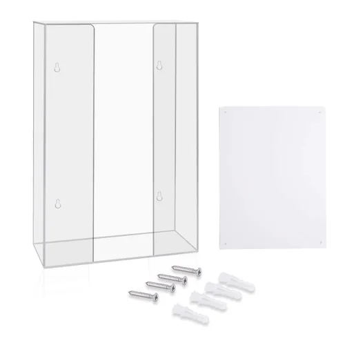 Miniatura 9 de HIIMIEI Dispensador de guantes acrílicos para montaje en pared, soporte flotante de plástico transparente para guantes triples de 16.1 x 10.2 x 3.8