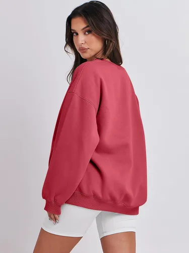 Miniatura 4 de ANRABESS Sudaderas de gran tamaño con capucha para mujer, cuello redondo, sin botones, ropa casual de otoño, ropa de preparación, adolescentes
