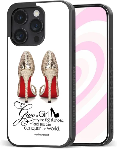 Fundas de teléfono para niñas para iPhone 17 16 15 14 13 12 11 Pro Max Plus Air Mini, "Give a Girl the Right Shoes and She Can Conquer the World",