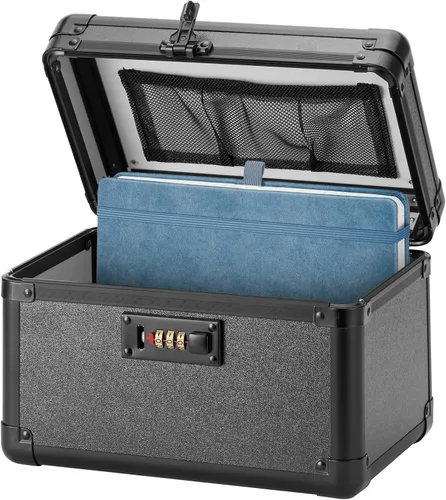 LOCKCURX Caja de seguridad grande – Caja de seguridad con combinación de seguridad, caja de almacenamiento con bloqueo para artículos personales y