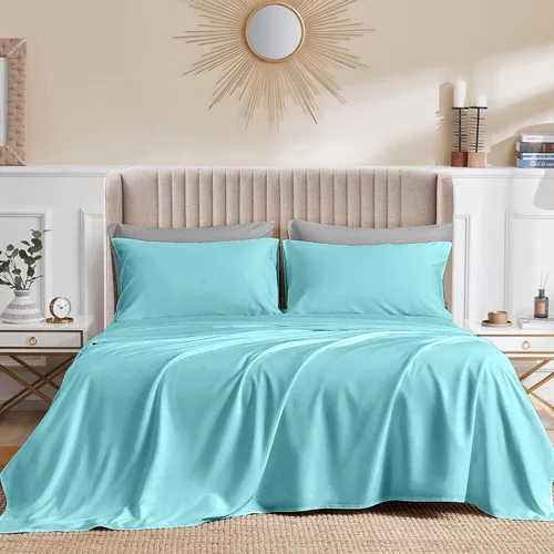 CASA LINEN Juego de sábanas de Alaskan King (108 x 108) 100% algodón egipcio, suave y lujoso, colección clásica, para colchón de tamaño King de