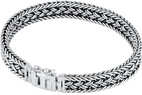Miniatura 2 de kuzzoi Pulsera bizantina de plata de ley 925 para hombre, longitud 6,69 pulgadas - 8,27 pulgadas, ancho 0,39 pulgadas, 1.41 onzas, Metal
