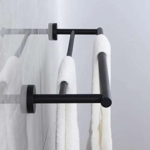 Miniatura 4 de kinzcn SUS 304 - Toallero doble de acero inoxidable de 24 pulgadas, para montaje en pared, toallero para baño, estilo moderno, acabado pulido