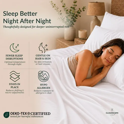 Miniatura 4 de Cloud Scape Linen - Juego de sábanas de 100% algodón egipcio, tamaño individual, juego de ropa de cama de lujo de 3 piezas, 400 hilos, calidad