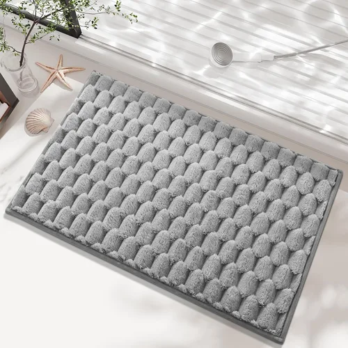 Miniatura 6 de Anybar Tapete de baño y tapete de baño de 16 x 24 pulgadas, tapete de ducha de franela de felpa antideslizante y absorbente, tapetes de baño suaves