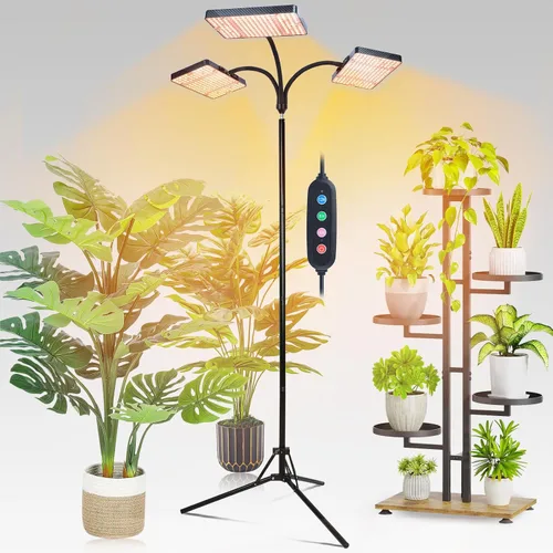 FECiDA Luces de cultivo de 3 cabezales 2026 con soporte mejorado, luces de crecimiento de gran cobertura para plantas grandes de interior, árbol