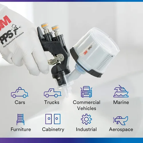 Miniatura 6 de 3M PPS 2.0 Kit de taza, tapas y forros para pistola pulverizadora, 26328, micro, 3 onzas, filtro de 125 micrones, uso para automóviles, muebles