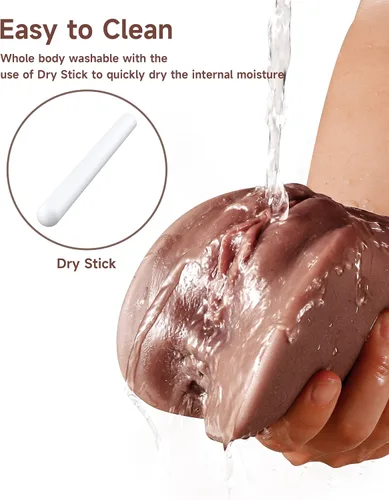 Miniatura 3 de 3 en 1 Masturbador Masculino de Bolsillo, Juguetes Sexuales para Adultos con Vagina Texturizada 3D y Ano Apretado y Palo Secante, Muñeca Sexual