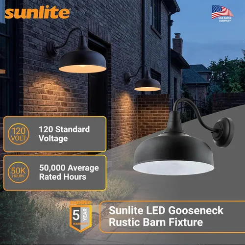 Miniatura 2 de Sunlite 81315-SU - Lámpara LED de cuello de cisne rústica, 30 vatios, 120 voltios, regulable, 700 lúmenes, vida útil de 50,000 horas, exterior