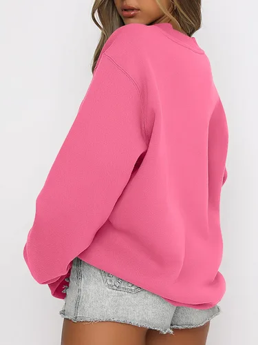 Miniatura 2 de ANRABESS Sudadera de manga larga para mujer, casual, cuello redondo, ajuste holgado, sudadera con capucha de forro polar para otoño