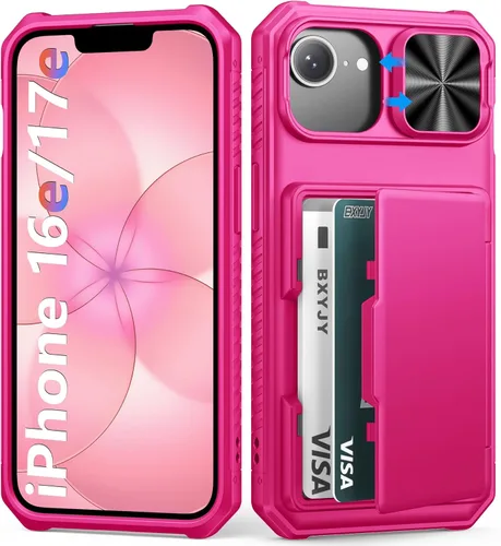 Miniatura 80 de BXYJY Funda tipo cartera para iPhone 15 Pro con tarjetero (4-5 tarjetas) y cubierta deslizante para cámara y soporte, protección contra caídas
