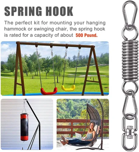 Miniatura 3 de Kit para colgar silla de hamaca, accesorios de resorte oscilante, gancho giratorio de suspensión resistente para silla colgante, asiento mecedor
