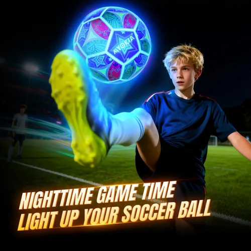 Miniatura 5 de Balón de fútbol recargable con luz, tamaño 5, RGB tricolor, brilla en la oscuridad, para niños y adolescentes de 3 a 15 años, regalo deportivo