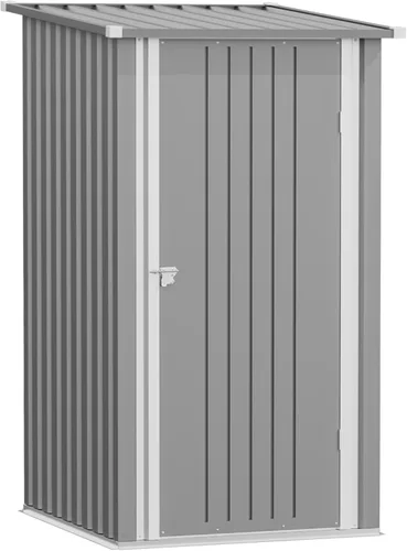 Miniatura 20 de Greesum Cobertizo de almacenamiento para exteriores de 3 x 3 pies, cobertizo de metal con cerradura para patio trasero, piscina, patio y Negro