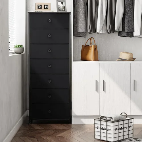 Miniatura 8 de Crestlive Products Cajonera alta, torre de almacenamiento de 7 cajones de tela, cómodas - Unidad organizadora vertical para dormitorio, pasillo