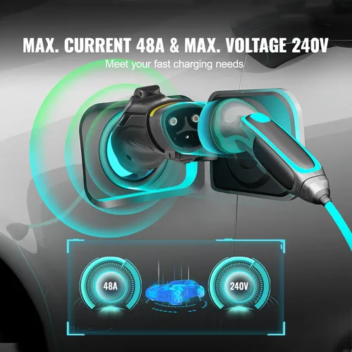 Miniatura 3 de VEVOR Diseñado para adaptador Tesla a J1772, 48A 240V apto para todos los J1772 EVs, adaptador de cargador IP56 EV con bloqueo anticaída y bolsa