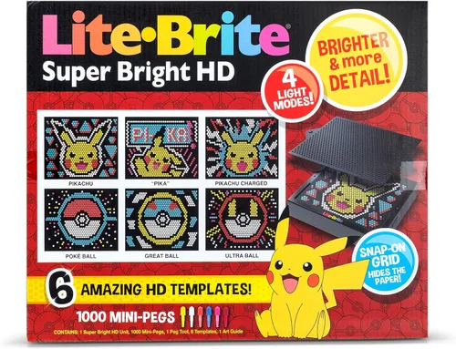 Miniatura 9 de Lite Brite Super Bright HD, Edición Pokémon – Pantalla creativa retro iluminada – Juego educativo para niños, mejora la creatividad, regalo