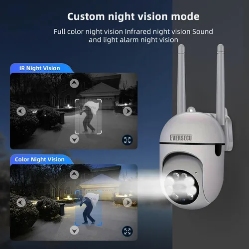 Miniatura 2 de EVERSECU Cámara de seguridad PTZ WiFi para exteriores 1080P, WiFi 5G, seguimiento automático, audio de 2 vías, visión nocturna Spotlight, compatible