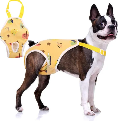 QBLEEV Pañales para perras, bragas sanitarias lavables con tirantes ajustables, pañales reutilizables para cachorros, lindas bragas de período para