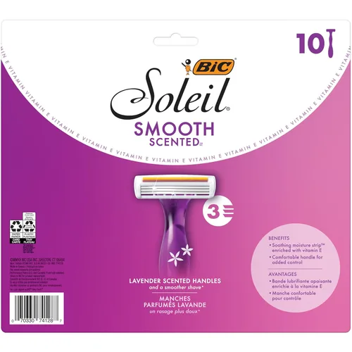 Miniatura 3 de BIC Soleil 3 Desechables para mujer perfumadas con 3 cuchillas de afeitar, aroma a lavanda calmante y tira de humedad de vitamina E, 10