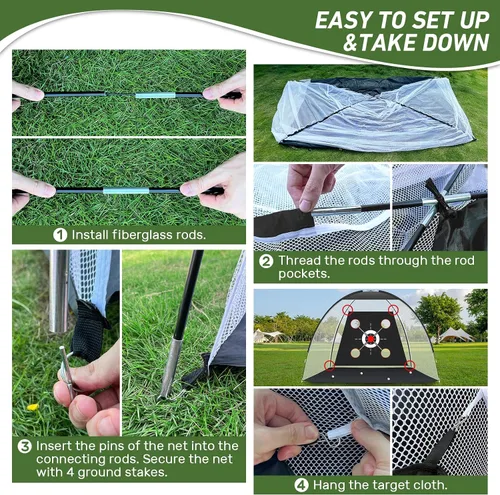 Miniatura 3 de Golf Net with Practice Mat,Golf Hitting Aid Nets 10x7FT for Backyard Driving Chipping Training Swing with Target Mat Balls for Outdoor Indoor，Gifts