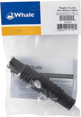Miniatura 4 de Whale LV1219 Non-Return Inline Valve, for Use with ¾-Inch and 1-Inch Diameter Pipes, Nitrile Construction, Black