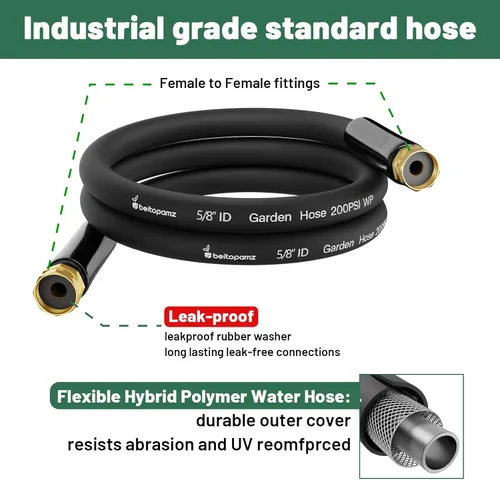 Miniatura 2 de Beitopamz Manguera de jardín corta de 1 pie x 5/8 pulgadas hembra a hembra, conector extensor de manguera de agua pequeña resistente, conexiones sin