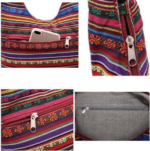 Miniatura 7 de KARRESLY - Bolso bandolera de algodón bohemio, estilo hippie, hecho a mano