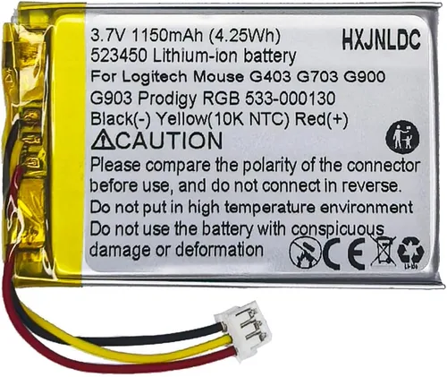 DC 3.7V 523450 1150mAh batería recargable de polímero de litio para ratón inalámbrico Logitech G403 G703 G900 G903 Prodigy RGB 533-000130