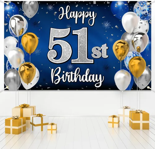 Miniatura 310 de Decoración de feliz cumpleaños 35, globo azul y plateado de 35 años, cartel grande de telón de fondo de cumpleaños, suministros para fiesta de 35th