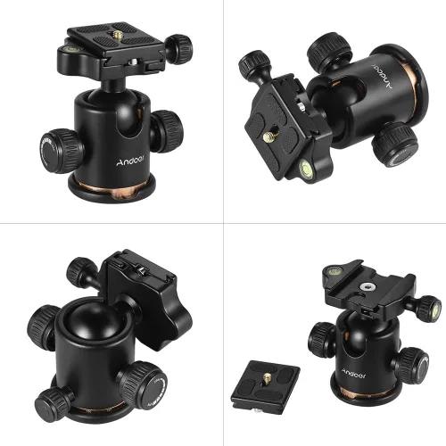 Miniatura 4 de Andoer cabezal de trípode, con rotación de 360 grados. Trípode para cámara con placa de liberación rápida y cabeza de bola, carga máxima de 8 kg