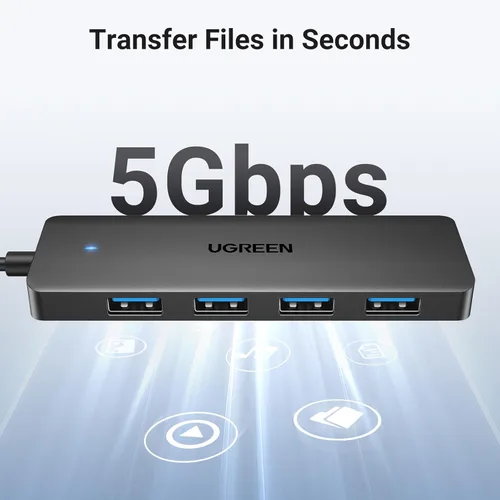 Miniatura 4 de Concentrador USB UGREEN 3.0, divisor de 4 puertos USB A ultradelgado Expansor USB para mouse, teclado, unidad flash, disco U, impresora Compatible