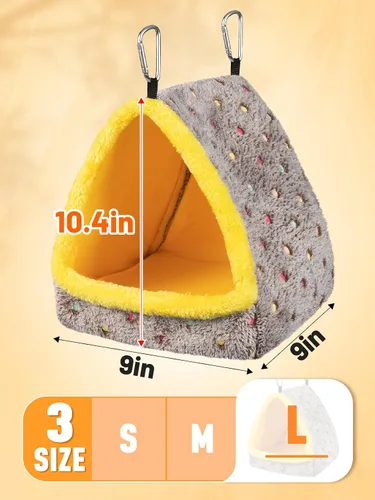Miniatura 3 de Gran casa nido de pájaros cálida para invierno, cómoda cama para pájaros para jaula con alfombrilla, hamaca colgante refugio escondite cabaña regalo