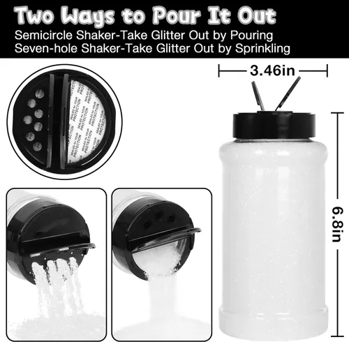 Miniatura 3 de Purpurina blanca gruesa, 16 onzas (1 libra), a granel para manualidades, manicura, vasos, slime cosmético y decoración de festivales Blanco