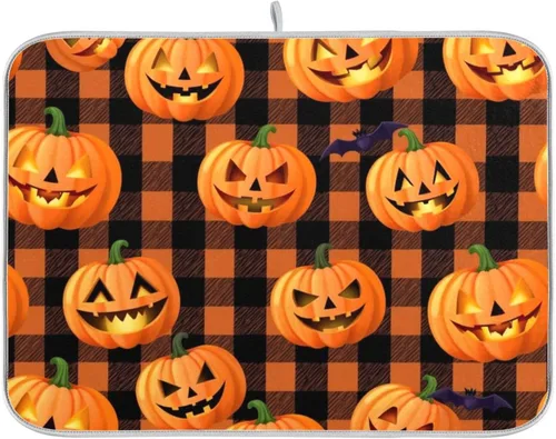 Miniatura 13 de Tapete de secado de platos de camión de otoño de 16 x 18 pulgadas, hojas de otoño, calabaza, girasol, almohadilla de secado de platos, protector