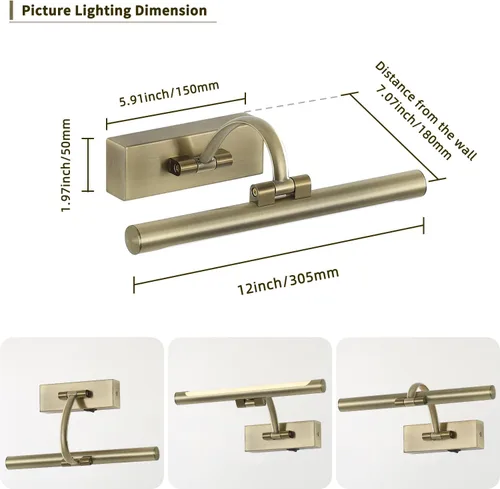 Miniatura 7 de DESOOP - Luces inalámbricas recargables para cuadros, iluminación de galería, luz de marco de fotos con batería, control remoto y temporizador, luz