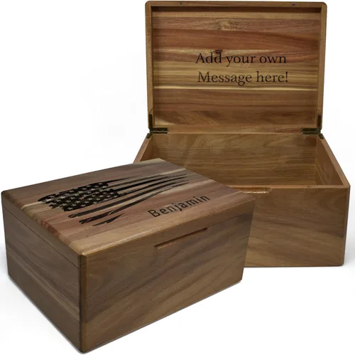 Miniatura 16 de Caja de madera grabada personalizada grande – Caja de recuerdo de madera de acacia con mensaje oculto personalizado, cajas de memoria de nogal