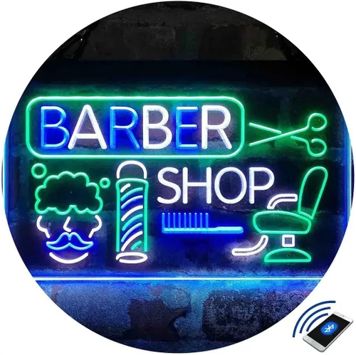 Miniatura 3 de ADVPRO Barbería barra de corte de pelo salón tricolor LED neón signo verde y rojo y amarillo 13 x 8.7 pulgadas st9s32-i2044-gry